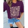 imageWomens Oversized T Shirts Graphic Tees Summer Short Sleeve Casual Loose Crewneck Basic Tunic Tops Trendy 2025Purple Flower 1