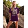 imageWomens Oversized T Shirts Graphic Tees Summer Short Sleeve Casual Loose Crewneck Basic Tunic Tops Trendy 2025Purple Flower 1