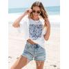 imageWomens Oversized T Shirts Graphic Tees Summer Short Sleeve Casual Loose Crewneck Basic Tunic Tops Trendy 2025White Flower