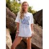 imageWomens Oversized T Shirts Graphic Tees Summer Short Sleeve Casual Loose Crewneck Basic Tunic Tops Trendy 2025White Flower