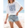 imageWomens Oversized T Shirts Graphic Tees Summer Short Sleeve Casual Loose Crewneck Basic Tunic Tops Trendy 2025White Flower