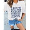 imageWomens Oversized T Shirts Graphic Tees Summer Short Sleeve Casual Loose Crewneck Basic Tunic Tops Trendy 2025White Flower