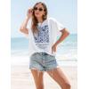 imageWomens Oversized T Shirts Graphic Tees Summer Short Sleeve Casual Loose Crewneck Basic Tunic Tops Trendy 2025White Flower