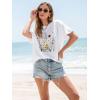 imageWomens Oversized T Shirts Graphic Tees Summer Short Sleeve Casual Loose Crewneck Basic Tunic Tops Trendy 2025White Flower1