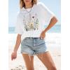 imageWomens Oversized T Shirts Graphic Tees Summer Short Sleeve Casual Loose Crewneck Basic Tunic Tops Trendy 2025White Flower1