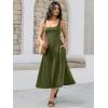 imageWomens Sleeveless Summer Dress Scoop Neck Casual Loose Flowy Midi Sundresses Tank Fit ampamp Flare Beach Vacation DressArmy Green