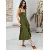 imageWomens Sleeveless Summer Dress Scoop Neck Casual Loose Flowy Midi Sundresses Tank Fit ampamp Flare Beach Vacation DressArmy Green