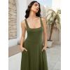 imageWomens Sleeveless Summer Dress Scoop Neck Casual Loose Flowy Midi Sundresses Tank Fit ampamp Flare Beach Vacation DressArmy Green