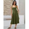 imageWomens Sleeveless Summer Dress Scoop Neck Casual Loose Flowy Midi Sundresses Tank Fit ampamp Flare Beach Vacation DressArmy Green