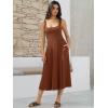 imageWomens Sleeveless Summer Dress Scoop Neck Casual Loose Flowy Midi Sundresses Tank Fit ampamp Flare Beach Vacation DressRust