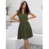 imageWomens Summer Casual Mini Dress Ruffle Sleeve V Neck Boho Sundress Flowy Babydoll Tiered Short Beach Vacation DressesArmy Green