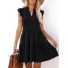 imageWomens Summer Casual Mini Dress Ruffle Sleeve V Neck Boho Sundress Flowy Babydoll Tiered Short Beach Vacation DressesBlack