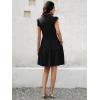imageWomens Summer Casual Mini Dress Ruffle Sleeve V Neck Boho Sundress Flowy Babydoll Tiered Short Beach Vacation DressesBlack