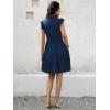 imageWomens Summer Casual Mini Dress Ruffle Sleeve V Neck Boho Sundress Flowy Babydoll Tiered Short Beach Vacation DressesBlue