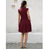 imageWomens Summer Casual Mini Dress Ruffle Sleeve V Neck Boho Sundress Flowy Babydoll Tiered Short Beach Vacation DressesWine Red