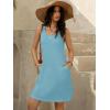 imageWomens Summer Dress 2025 Sleeveless Floral Boho Sundress Swimsuit Coverup Casual Loose Beach Vacation Tank DressesBlue