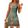 imageWomens Summer Dress 2025 Sleeveless Floral Boho Sundress Swimsuit Coverup Casual Loose Beach Vacation Tank DressesFloral Green 8