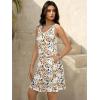 imageWomens Summer Dress 2025 Sleeveless Floral Boho Sundress Swimsuit Coverup Casual Loose Beach Vacation Tank DressesLeaf Printed 2