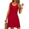 imageWomens Summer Dress 2025 Sleeveless Floral Boho Sundress Swimsuit Coverup Casual Loose Beach Vacation Tank DressesRed