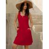 imageWomens Summer Dress 2025 Sleeveless Floral Boho Sundress Swimsuit Coverup Casual Loose Beach Vacation Tank DressesRed