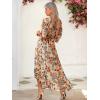 imageWomens Summer Floral Boho Dress 34 Sleeve Wrap V Neck Flowy Casual Loose Wedding Guest Long Maxi Ruffle DressesBeige
