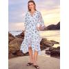 imageWomens Summer Floral Boho Dress 34 Sleeve Wrap V Neck Flowy Casual Loose Wedding Guest Long Maxi Ruffle DressesLight Blue