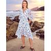 imageWomens Summer Floral Boho Dress 34 Sleeve Wrap V Neck Flowy Casual Loose Wedding Guest Long Maxi Ruffle DressesLight Blue