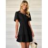 imageWomens Summer Mini Dress Casual Short Sleeve V Neck Smocked Waist Sundress Flowy Tiered Short Beach Vacation DressesBlack