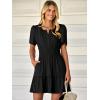 imageWomens Summer Mini Dress Casual Short Sleeve V Neck Smocked Waist Sundress Flowy Tiered Short Beach Vacation DressesBlack