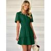 imageWomens Summer Mini Dress Casual Short Sleeve V Neck Smocked Waist Sundress Flowy Tiered Short Beach Vacation DressesGreen
