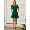 imageWomens Summer Mini Dress Casual Short Sleeve V Neck Smocked Waist Sundress Flowy Tiered Short Beach Vacation DressesGreen