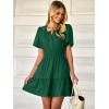 imageWomens Summer Mini Dress Casual Short Sleeve V Neck Smocked Waist Sundress Flowy Tiered Short Beach Vacation DressesGreen