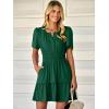imageWomens Summer Mini Dress Casual Short Sleeve V Neck Smocked Waist Sundress Flowy Tiered Short Beach Vacation DressesGreen