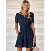 imageWomens Summer Mini Dress Casual Short Sleeve V Neck Smocked Waist Sundress Flowy Tiered Short Beach Vacation DressesNavy