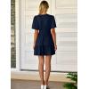 imageWomens Summer Mini Dress Casual Short Sleeve V Neck Smocked Waist Sundress Flowy Tiered Short Beach Vacation DressesNavy