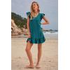 imageWomens Summer Mini Dress Flutter Sleeve V Neck Casual Loose Swimsuit Cover Up Flowy Ruffle Beach Vacation SundressesBlue