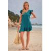 imageWomens Summer Mini Dress Flutter Sleeve V Neck Casual Loose Swimsuit Cover Up Flowy Ruffle Beach Vacation SundressesBlue