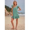 imageWomens Summer Mini Dress Flutter Sleeve V Neck Casual Loose Swimsuit Cover Up Flowy Ruffle Beach Vacation SundressesLight Green