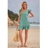 imageWomens Summer Mini Dress Flutter Sleeve V Neck Casual Loose Swimsuit Cover Up Flowy Ruffle Beach Vacation SundressesLight Green