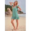 imageWomens Summer Mini Dress Flutter Sleeve V Neck Casual Loose Swimsuit Cover Up Flowy Ruffle Beach Vacation SundressesLight Green