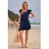 imageWomens Summer Mini Dress Flutter Sleeve V Neck Casual Loose Swimsuit Cover Up Flowy Ruffle Beach Vacation SundressesRoyal Blue