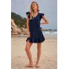 imageWomens Summer Mini Dress Flutter Sleeve V Neck Casual Loose Swimsuit Cover Up Flowy Ruffle Beach Vacation SundressesRoyal Blue