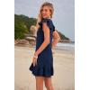 imageWomens Summer Mini Dress Flutter Sleeve V Neck Casual Loose Swimsuit Cover Up Flowy Ruffle Beach Vacation SundressesRoyal Blue