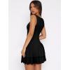 imageWomens Summer Mini Dress Sleeveless Crewneck Short Tank Sundress Flowy Ruffle Tiered Cocktail Party DressesBlack