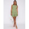 imageWomens Summer Mini Dress Sleeveless Crewneck Short Tank Sundress Flowy Ruffle Tiered Cocktail Party DressesLight Green