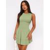 imageWomens Summer Mini Dress Sleeveless Crewneck Short Tank Sundress Flowy Ruffle Tiered Cocktail Party DressesLight Green
