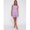 imageWomens Summer Mini Dress Sleeveless Crewneck Short Tank Sundress Flowy Ruffle Tiered Cocktail Party DressesLilac
