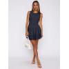 imageWomens Summer Mini Dress Sleeveless Crewneck Short Tank Sundress Flowy Ruffle Tiered Cocktail Party DressesNavy