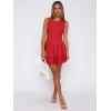 imageWomens Summer Mini Dress Sleeveless Crewneck Short Tank Sundress Flowy Ruffle Tiered Cocktail Party DressesRed