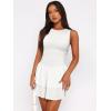 imageWomens Summer Mini Dress Sleeveless Crewneck Short Tank Sundress Flowy Ruffle Tiered Cocktail Party DressesWhite